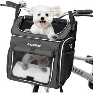 Dog Bike Basket Carrier Backpack Black Foldable Expandable Travel Bag for Pets